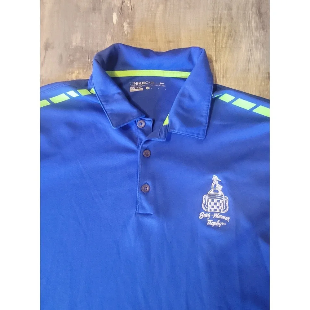 Nike Golf Performance Dri Fit Mens Large Borg Warner Cup Embroidered Polo Shirt
